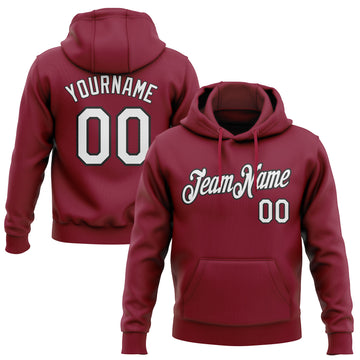 Custom Stitched Crimson White-Black Pullover Sweatshirt Hoodie