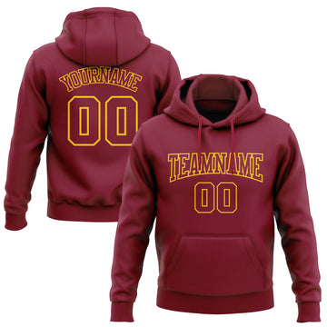 Custom Stitched Crimson-Yellow Pullover Sweatshirt Hoodie