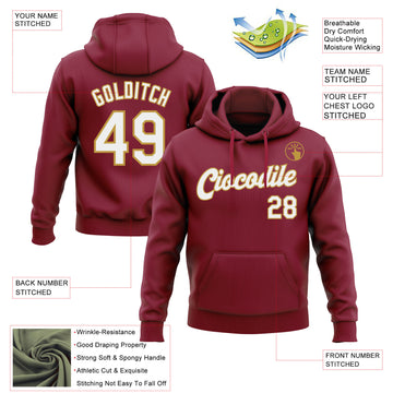 Custom Stitched Crimson White-Old Gold Pullover Sweatshirt Hoodie
