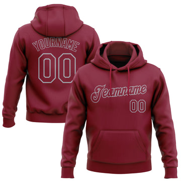 Custom Stitched Crimson-Gray Pullover Sweatshirt Hoodie
