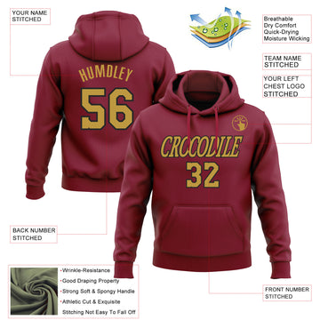 Custom Stitched Crimson Old Gold-Black Pullover Sweatshirt Hoodie