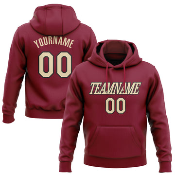 Custom Stitched Crimson Cream-Black Pullover Sweatshirt Hoodie