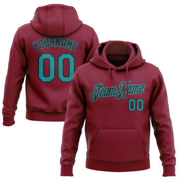 Custom Stitched Crimson Teal-Black Pullover Sweatshirt Hoodie