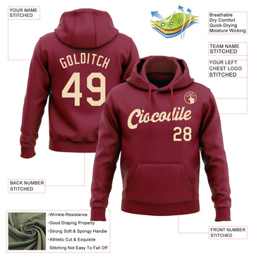 Custom Stitched Crimson-Cream Pullover Sweatshirt Hoodie