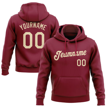 Custom Stitched Crimson-Cream Pullover Sweatshirt Hoodie