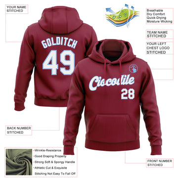 Custom Stitched Crimson White-Light Blue Pullover Sweatshirt Hoodie
