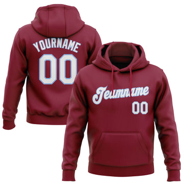 Custom Stitched Crimson White-Light Blue Pullover Sweatshirt Hoodie