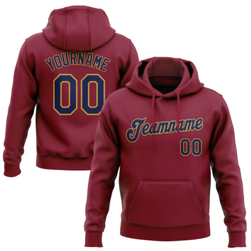 Custom Stitched Crimson Navy-Old Gold Pullover Sweatshirt Hoodie