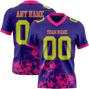 Custom Dark Purple Neon Green-Hot Pink Splash Mesh Authentic Football Jersey