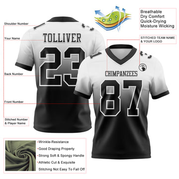 Custom White Black Mesh Authentic Fade Fashion Football Jersey