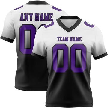 Custom White Purple-Black Mesh Authentic Fade Fashion Football Jersey