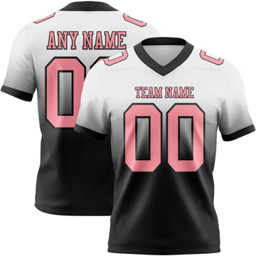 Custom White Medium Pink-Black Mesh Authentic Fade Fashion Football Jersey