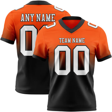 Custom Orange White-Black Mesh Authentic Fade Fashion Football Jersey