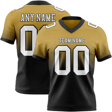 Custom Old Gold White-Black Mesh Authentic Fade Fashion Football Jersey