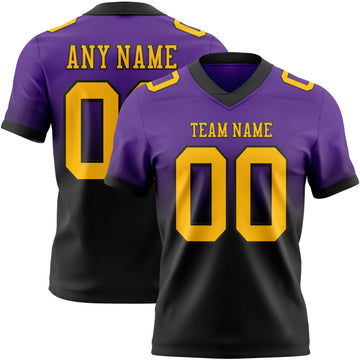 Custom Purple Gold-Black Mesh Authentic Fade Fashion Football Jersey