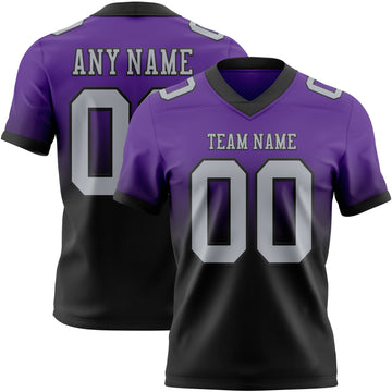 Custom Purple Gray-Black Mesh Authentic Fade Fashion Football Jersey