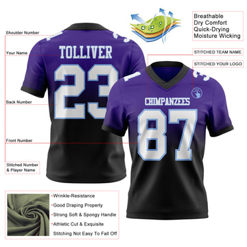 Custom Purple White Black-Light Blue Authentic Fade Fashion Football Jersey