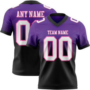 Custom Purple White Black-Pink Mesh Authentic Fade Fashion Football Jersey