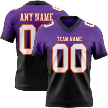 Custom Purple White Black-Orange Mesh Authentic Fade Fashion Football Jersey