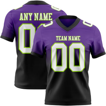 Custom Purple White Black-Neon Green Mesh Authentic Fade Fashion Football Jersey