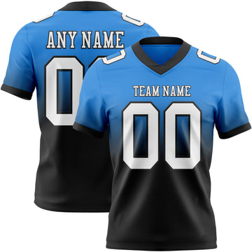 Custom Powder Blue White-Black Mesh Authentic Fade Fashion Football Jersey