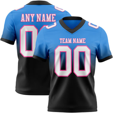 Custom Powder Blue White Black-Pink Mesh Authentic Fade Fashion Football Jersey