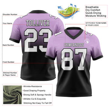 Custom Light Purple White-Black Mesh Authentic Fade Fashion Football Jersey
