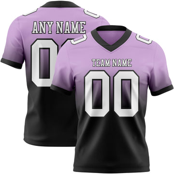Custom Light Purple White-Black Mesh Authentic Fade Fashion Football Jersey