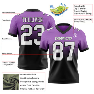 Custom Medium Purple White-Black Mesh Authentic Fade Fashion Football Jersey