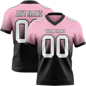 Custom Light Pink White-Black Mesh Authentic Fade Fashion Football Jersey