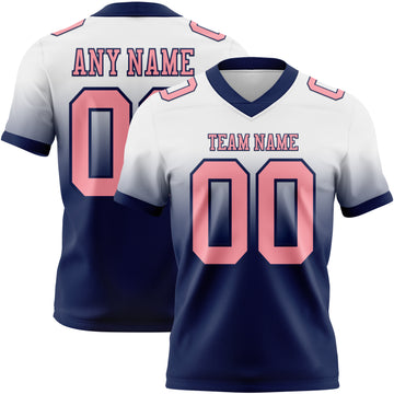 Custom White Medium Pink-Navy Mesh Authentic Fade Fashion Football Jersey