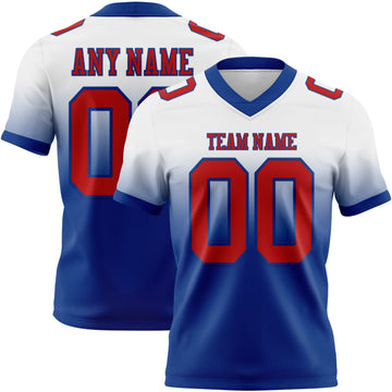 Custom White Red-Royal Mesh Authentic Fade Fashion Football Jersey