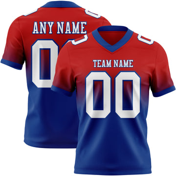 Custom Red White-Royal Mesh Authentic Fade Fashion Football Jersey