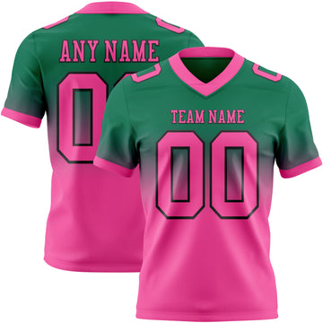 Custom Kelly Green Pink-Black Mesh Authentic Fade Fashion Football Jersey
