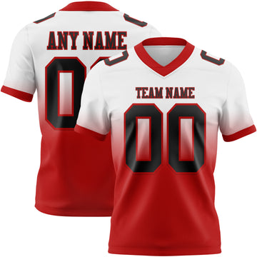 Custom White Black-Red Mesh Authentic Fade Fashion Football Jersey