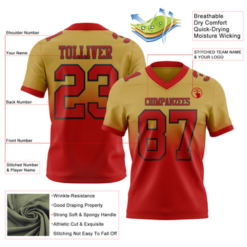 Custom Old Gold White-Black Mesh Authentic Fade Fashion Football Jersey