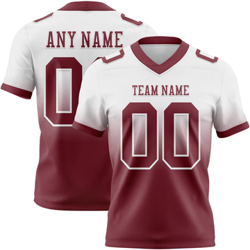 Custom White Burgundy Mesh Authentic Fade Fashion Football Jersey