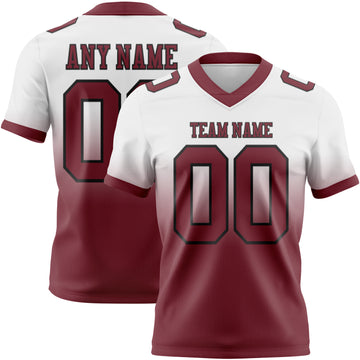 Custom White Burgundy-Black Mesh Authentic Fade Fashion Football Jersey