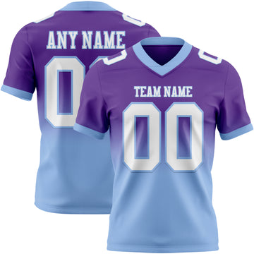 Custom Purple White-Light Blue Mesh Authentic Fade Fashion Football Jersey