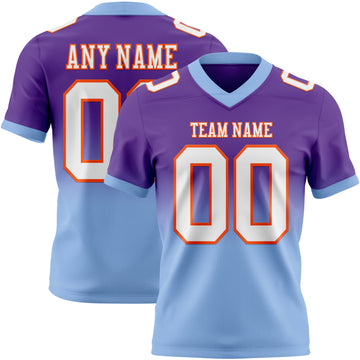 Custom Purple White Light Blue-Orange Mesh Authentic Fade Fashion Football Jersey