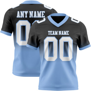 Custom Black White-Light Blue Mesh Authentic Fade Fashion Football Jersey
