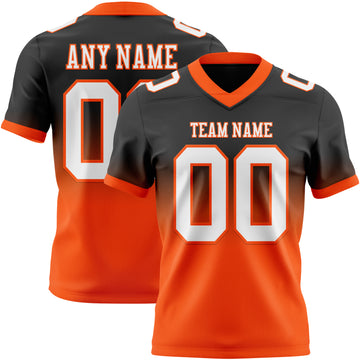 Custom Black White-Orange Mesh Authentic Fade Fashion Football Jersey