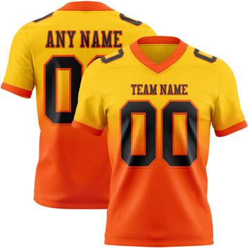 Custom Yellow Black-Orange Mesh Authentic Fade Fashion Football Jersey