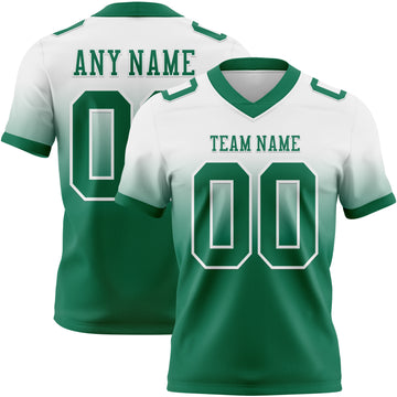 Custom White Kelly Green Mesh Authentic Fade Fashion Football Jersey