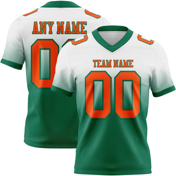 Custom White Orange-Kelly Green Mesh Authentic Fade Fashion Football Jersey