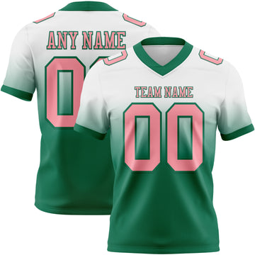 Custom White Medium Pink-Kelly Green Mesh Authentic Fade Fashion Football Jersey