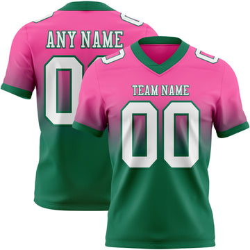 Custom Pink White-Kelly Green Mesh Authentic Fade Fashion Football Jersey