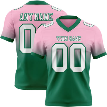 Custom Light Pink White-Kelly Green Mesh Authentic Fade Fashion Football Jersey