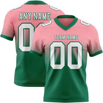 Custom Medium Pink White-Kelly Green Mesh Authentic Fade Fashion Football Jersey
