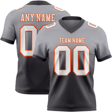 Custom Gray White Steel Gray-Orange Mesh Authentic Fade Fashion Football Jersey